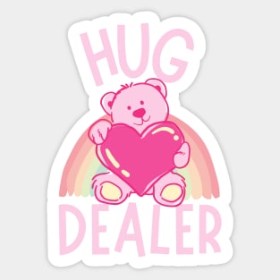 Free Hug Dealer Cute Lovely Pink Bear Rainbow Funny Memes Sticker